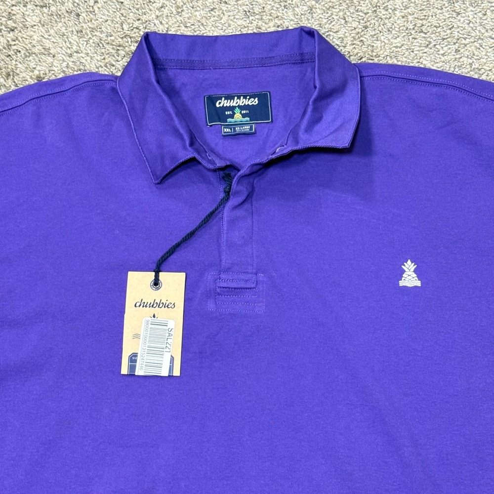 Chubbies The Legacy Shirt Mens XXL Purple Long Sleeve Polo Pineapple Logo NEW - Picture 2 of 7